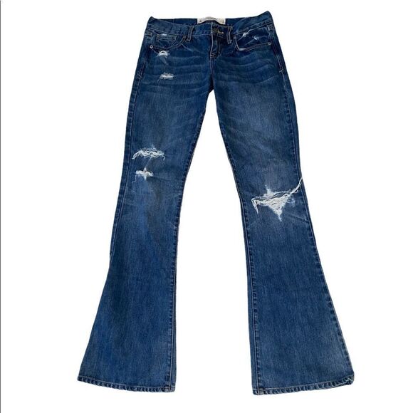 Abercrombie & Fitch Distressed Y2K Madison Flare Jeans Size 2L - Picture 1 of 14